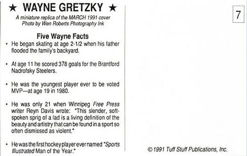1991 Tuff Stuff Magazine Postcard Inserts #7 Wayne Gretzky Back