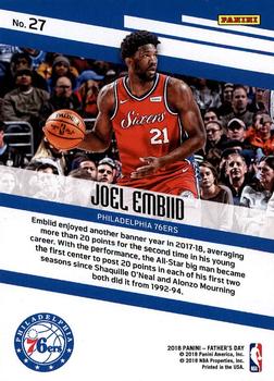 2018 Panini Father's Day #27 Joel Embiid Back