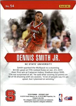 2018 Panini Father's Day #54 Dennis Smith Jr. Back