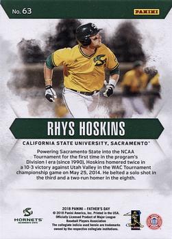 2018 Panini Father's Day #63 Rhys Hoskins Back
