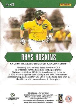 2018 Panini Father's Day #63 Rhys Hoskins Back