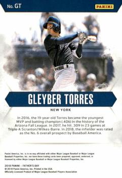 2018 Panini Father's Day #GT Gleyber Torres Back