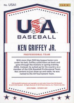 2018 Panini Father's Day - USA Baseball #USA1 Ken Griffey Jr. Back