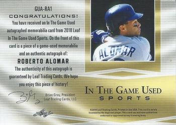 2018 Leaf In The Game Used Sports #GUA-RA1 Roberto Alomar Back