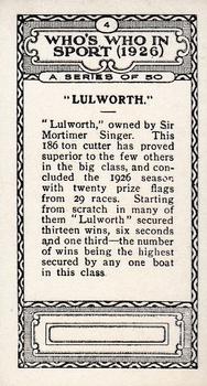 1927 British-American Tobacco Who's Who in Sports #4 Lulworth Back