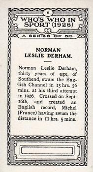 1927 British-American Tobacco Who's Who in Sports #6 Norman Derham Back