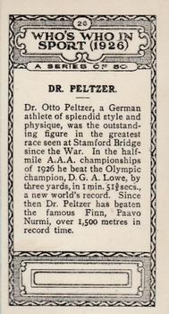1927 British-American Tobacco Who's Who in Sports #26 Dr. Peltzer Back