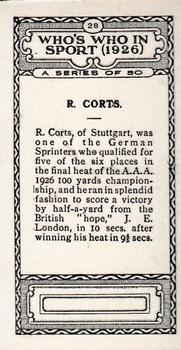 1927 British-American Tobacco Who's Who in Sports #28 R. Corts Back