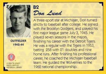 2004 TK Legacy Michigan Wolverines #B2 Don Lund Back