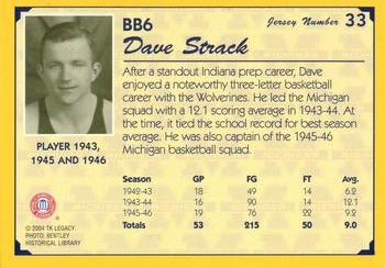 2004 TK Legacy Michigan Wolverines #BB6 Dave Strack Back