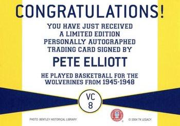 2004 TK Legacy Michigan Wolverines - Varsity Club Autographs #VC8 Pete Elliott Back