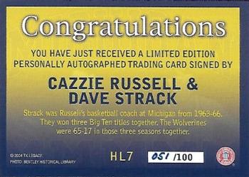 2004 TK Legacy Michigan Wolverines - Historical Links Autographs #HL7 Cazzie Russell / Dave Strack Back