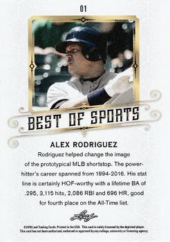 2018 Leaf Best of Sports #01 Alex Rodriguez Back