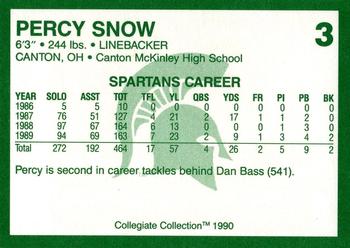 1990 Collegiate Collection Michigan State Spartans - Promos #3 Percy Snow Back