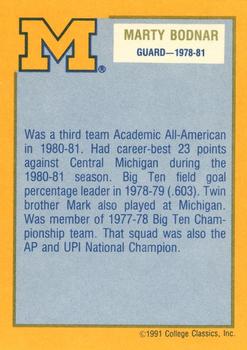 1991 College Classics Michigan Wolverines #NNO Marty Bodnar Back