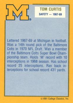 1991 College Classics Michigan Wolverines #NNO Tom Curtis Back