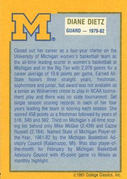1991 College Classics Michigan Wolverines #NNO Diane Dietz Back