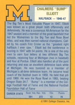 1991 College Classics Michigan Wolverines #NNO Bump Elliott Back