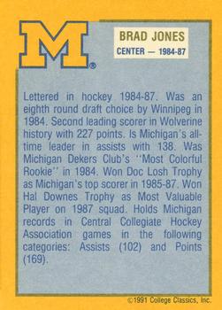 1991 College Classics Michigan Wolverines #NNO Brad Jones Back