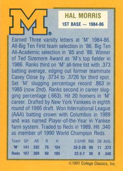 1991 College Classics Michigan Wolverines #NNO Hal Morris Back