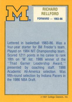 1991 College Classics Michigan Wolverines #NNO Richard Rellford Back