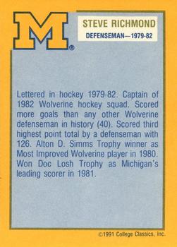 1991 College Classics Michigan Wolverines #NNO Steve Richmond Back