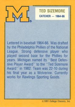 1991 College Classics Michigan Wolverines #NNO Ted Sizemore Back