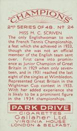 1935 Gallaher Champions 2nd Series #24 Margaret Scriven Back