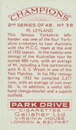 1935 Gallaher Champions 2nd Series #39 Maurice Leyland Back