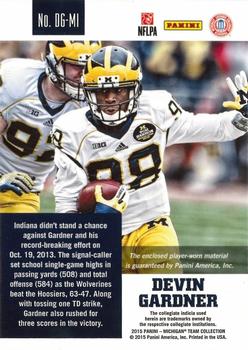 2015 Panini Michigan Wolverines - Memorabilia #DG-MI Devin Gardner Back