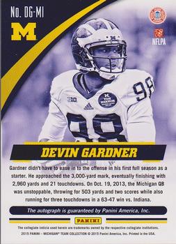 2015 Panini Michigan Wolverines - Signatures #DG-MI Devin Gardner Back