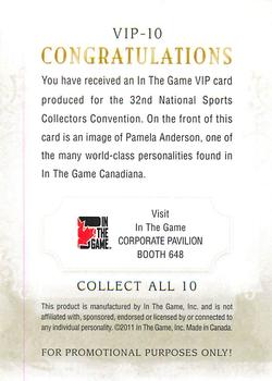 2011 In The Game National Sports Collectors Convention VIP #VIP-10 Pamela Anderson Back
