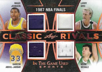 2018 Leaf In The Game Used Sports - Classic Rivals Relics #CR06 Magic Johnson / Kareem Abdul-Jabbar / Larry Bird / Kevin McHale Front