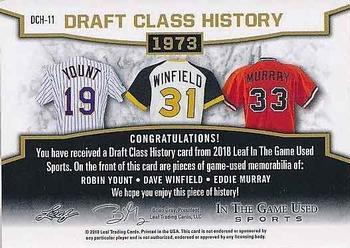 2018 Leaf In The Game Used Sports - Draft Class History Relics #DCH-11 Robin Yount / Dave Winfield / Eddie Murray Back