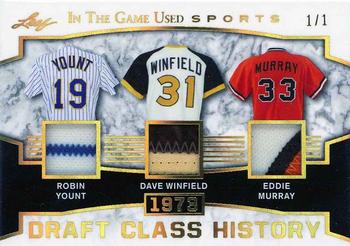 2018 Leaf In The Game Used Sports - Draft Class History Relics Gold Prismatic #DCH-11 Robin Yount / Dave Winfield / Eddie Murray Front