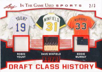 2018 Leaf In The Game Used Sports - Draft Class History Relics Red Prismatic #DCH-11 Robin Yount / Dave Winfield / Eddie Murray Front