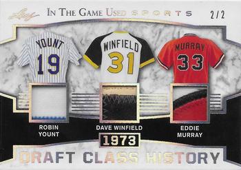 2018 Leaf In The Game Used Sports - Draft Class History Relics Silver Prismatic #DCH-11 Robin Yount / Dave Winfield / Eddie Murray Front