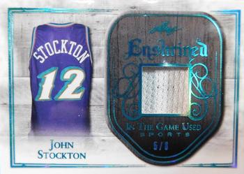 2018 Leaf In The Game Used Sports - Enshrined Relics Blue Prismatic #E-20 John Stockton Front