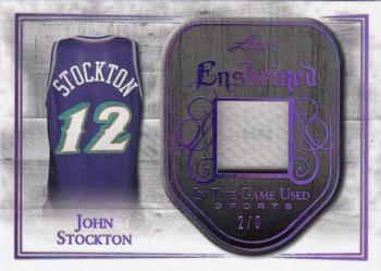 2018 Leaf In The Game Used Sports - Enshrined Relics Purple Prismatic #E-20 John Stockton Front