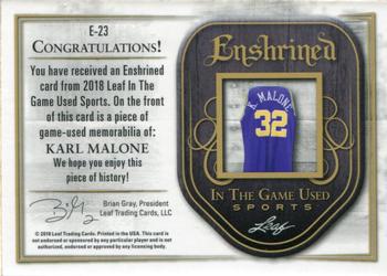 2018 Leaf In The Game Used Sports - Enshrined Relics Red Prismatic #E-23 Karl Malone Back
