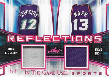 2018 Leaf In The Game Used Sports - Reflections Relics Magenta Prismatic #R-29 John Stockton / Steve Nash Front