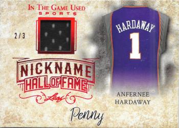 2018 Leaf In The Game Used Sports - The Nickname Hall of Fame Relics Red Prismatic #NHF-02 Anfernee Hardaway Front