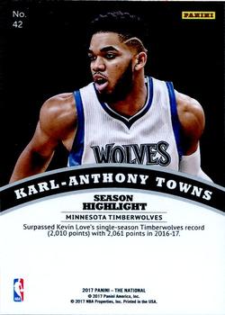 2017 Panini National Convention VIP #42 Karl-Anthony Towns Back