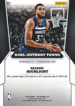 2018 Panini National VIP Gold #75 Karl-Anthony Towns Back
