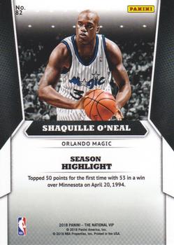2018 Panini National VIP Gold #82 Shaquille O'Neal Back