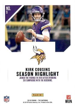 2018 Panini National Convention #9 Kirk Cousins Back