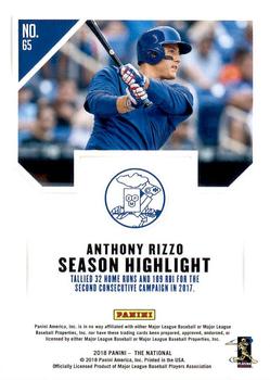 2018 Panini National Convention #65 Anthony Rizzo Back