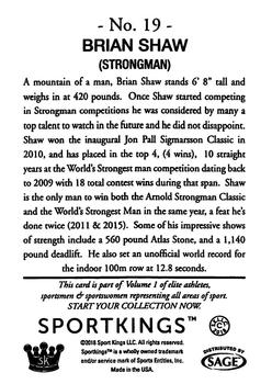 2018 Sportkings #19 Brian Shaw Back