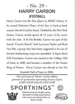 2018 Sportkings #29 Harry Carson Back