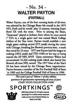 2018 Sportkings #34 Walter Payton Back